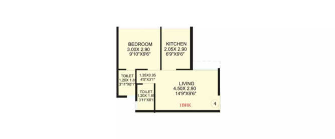 Safal Golf Residences Chembur - Floor plan 1 BHK 379 Sq.ft