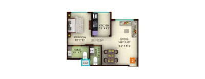 Unity Venus Heights, 1 BHK-473 Sq.ft