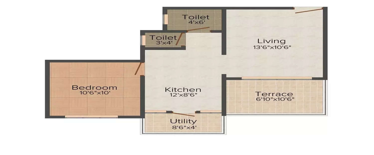 Floor plan for 1 BHK
