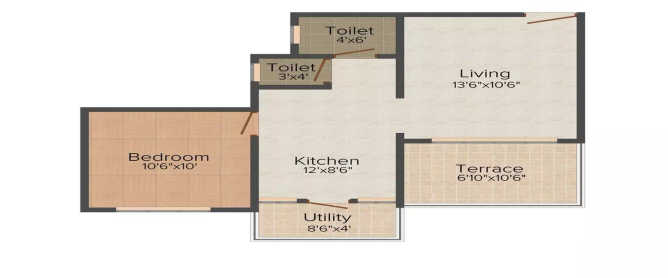 ACME Selene Undri - Floor plan 1 BHK 642 Sq.ft