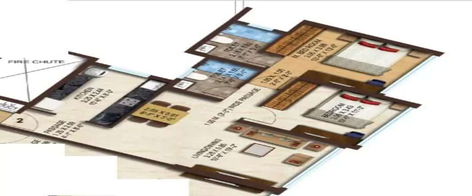 Floor plan for 2 BHK