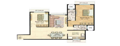 VKG Krishna Residences, 2 BHK-795 Sq.ft