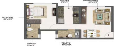 Sumer Life, 1 BHK-455 Sq.ft