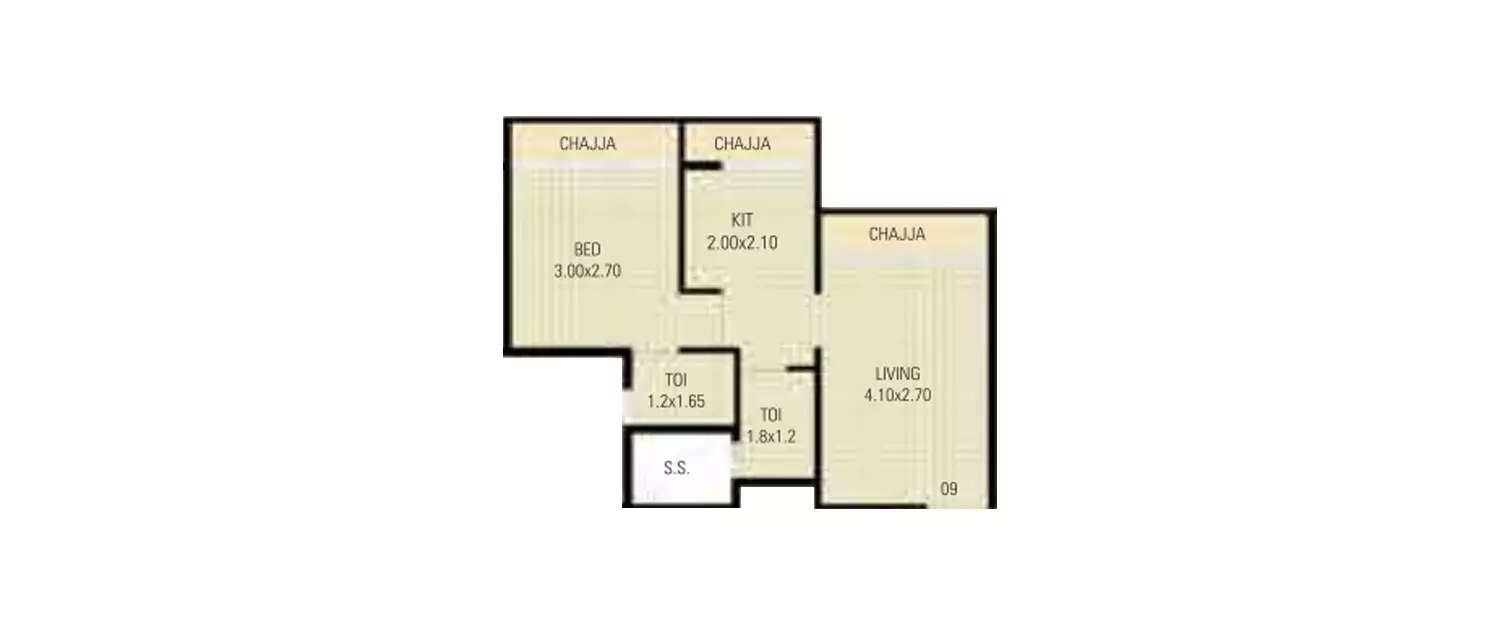 1 BHK Apartment 336 Sq.ft