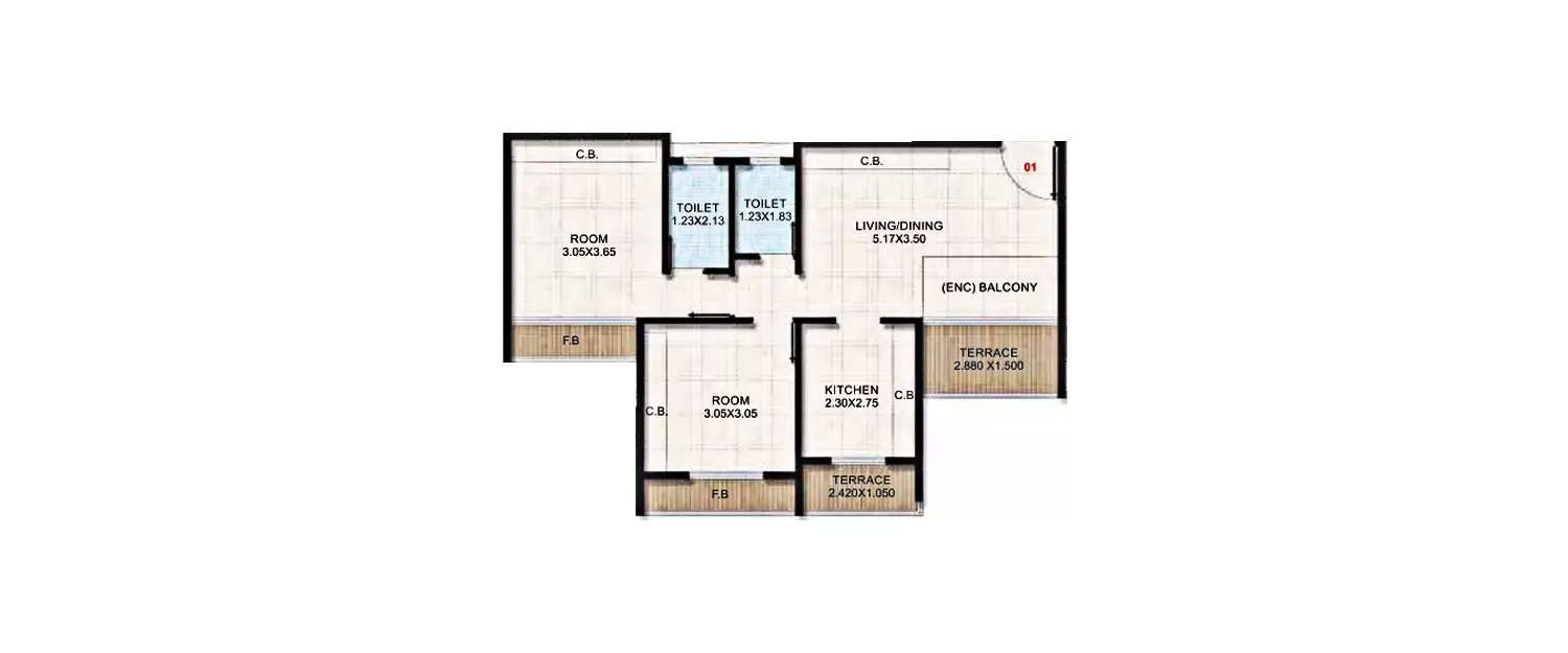 Floor plan for 2 BHK