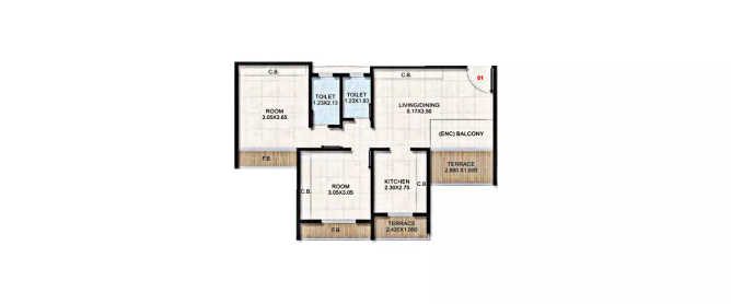 Bhagwati Greens 2 Kharghar - Floor plan 2 BHK 780 Sq.ft