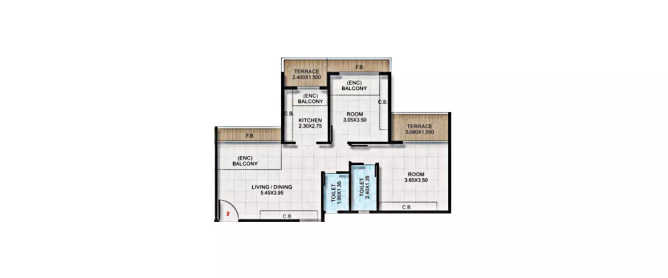 Bhagwati Greens 3 Kharghar - Floor plan 2 BHK 1080 Sq.ft