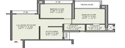 Airoli Tower, 2 BHK-540 Sq.ft