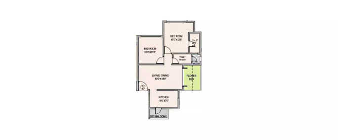 Nahar Amrit Shakti Powai - Floor plan 2 BHK 653 Sq.ft