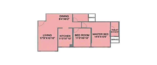 Nahar Cayenne Powai - Floor plan 2 BHK 780 Sq.ft