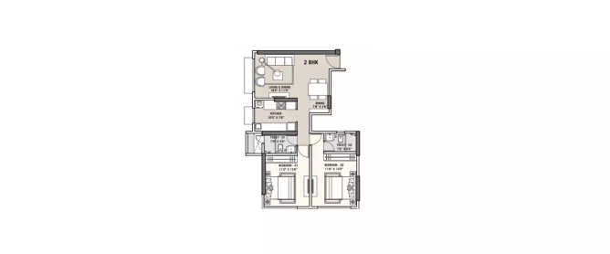 Tricity Natraj Chembur - Floor plan 2 BHK 740 Sq.ft