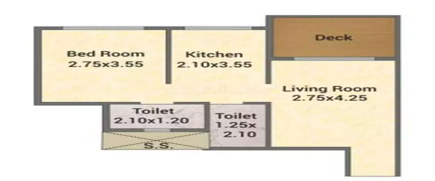 Floor plan for 1 BHK