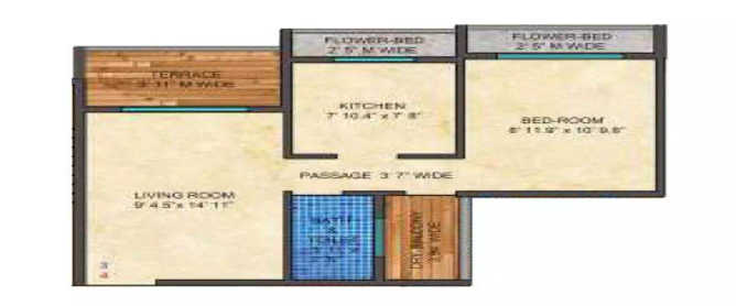 Sai Orchid Dombivali - Floor plan 1 BHK 483 Sq.ft