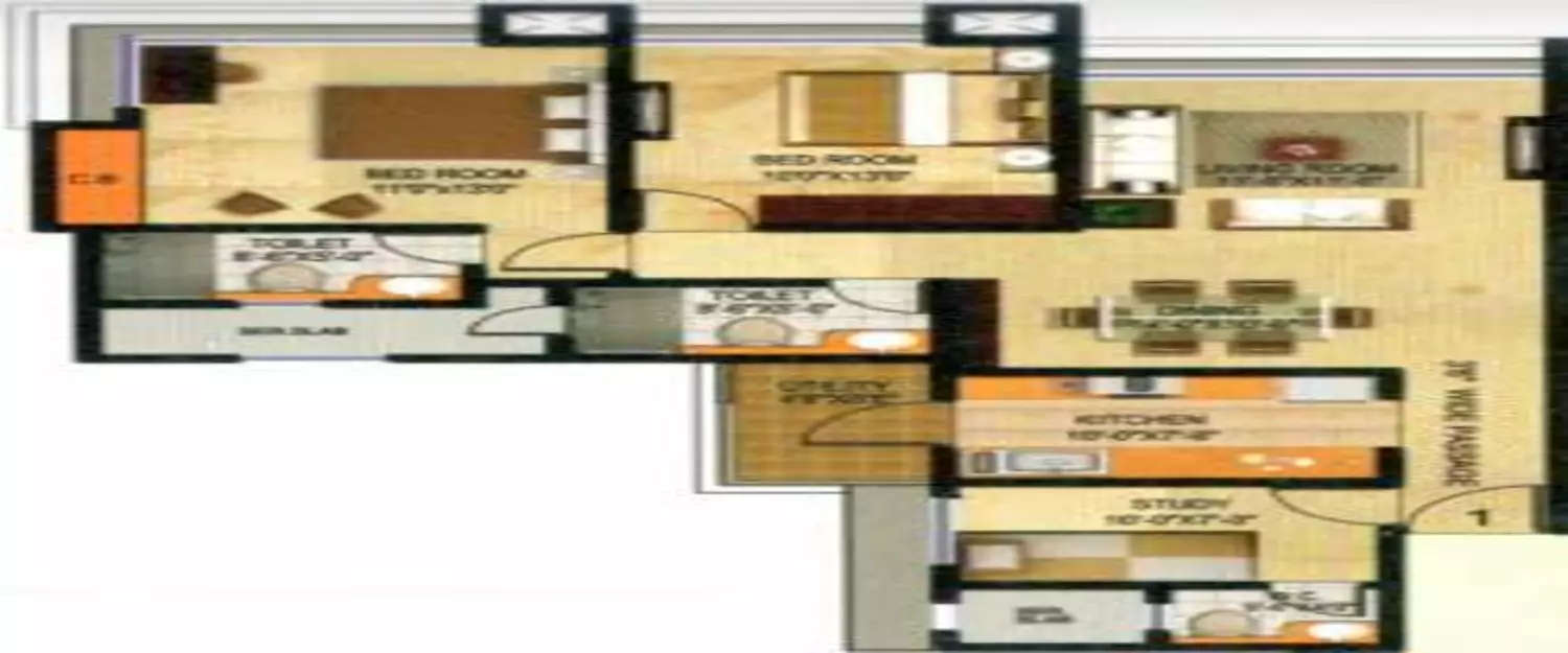 Floor plan for 2.5 BHK