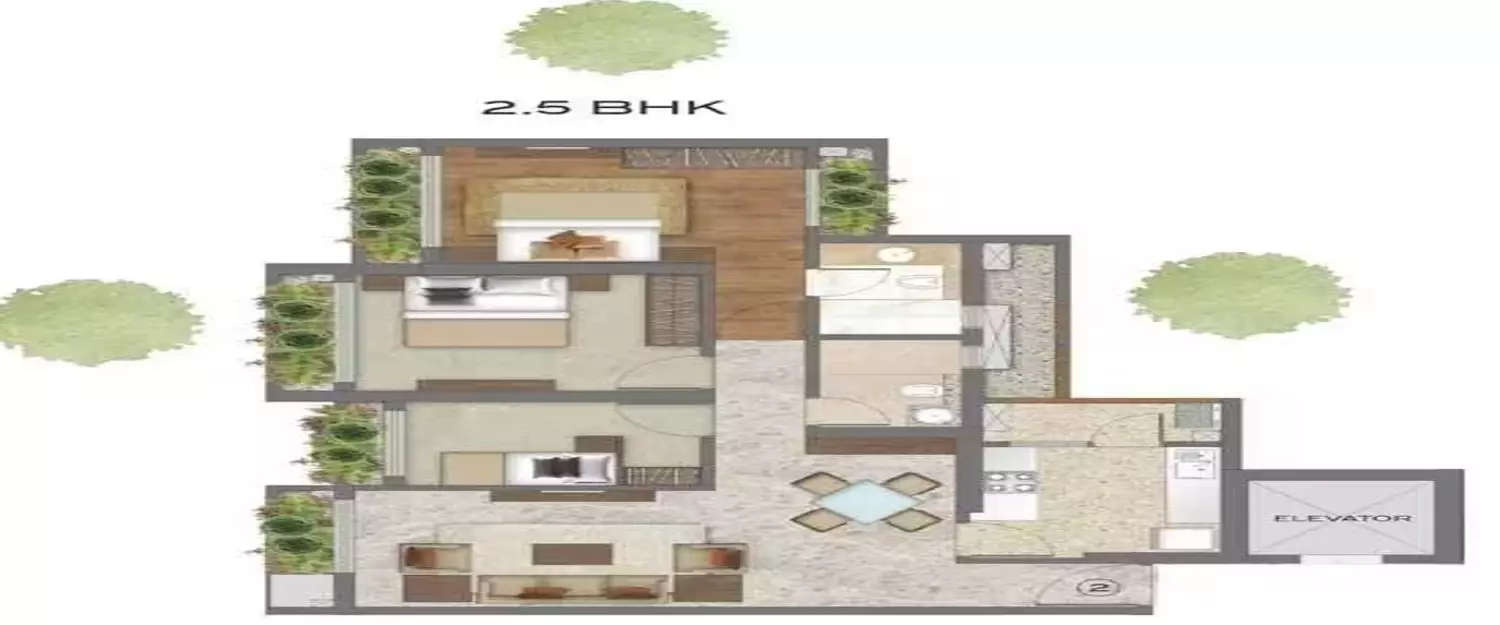 Floor plan for 2.5 BHK