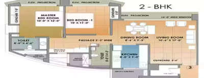 Neelkanth Greens, 2 BHK-892 Sq.ft
