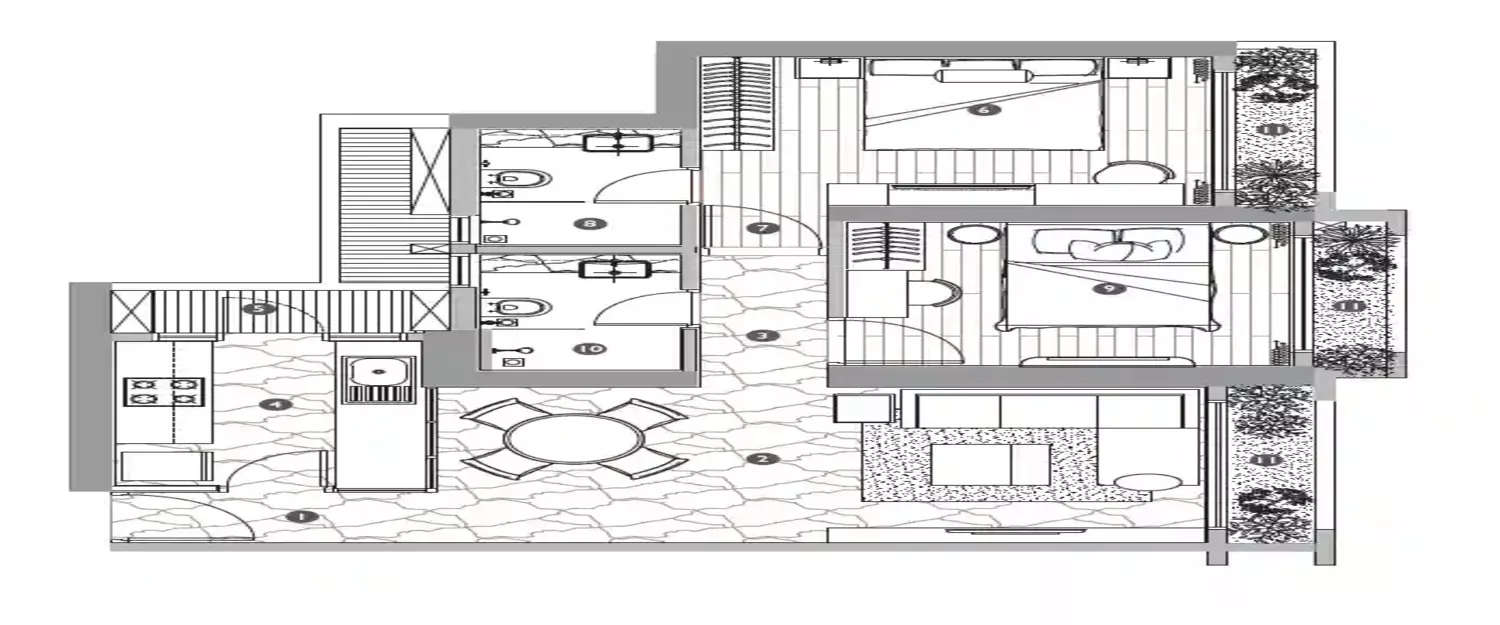 Floor plan for 2 BHK