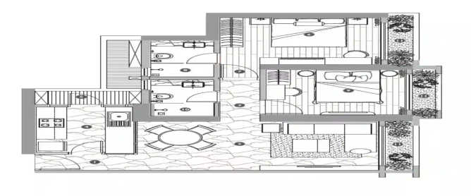 Neelkanth Verraton Bungalow Living Ghodbunder Road - Floor plan 2 BHK 792 Sq.ft