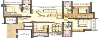 Neelkanth Lake View, 3 BHK-1077 Sq.ft