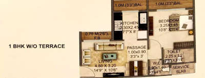Saket World, 1 BHK-416 Sq.ft
