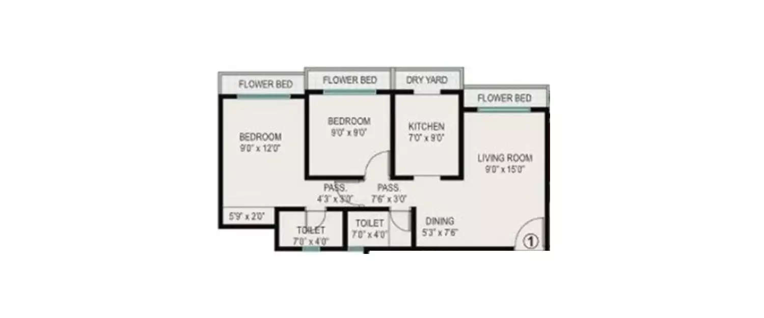 Floor plan for 2 BHK