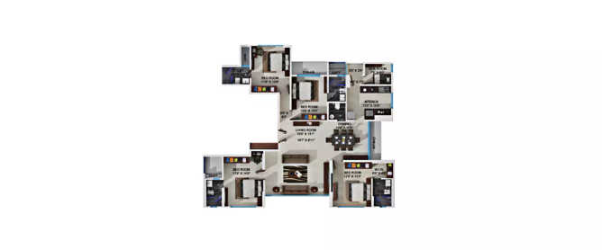 Ekta Invictus Dadar - Floor plan 4 BHK 2030 Sq.ft