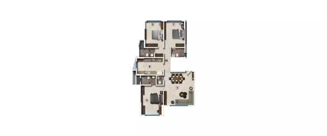 Ekta Verve Khar - Floor plan 3 BHK 1159 Sq.ft