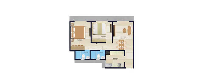 Raunak Codename Centre of Mumbai Sion - Floor plan 2 BHK 585 Sq.ft