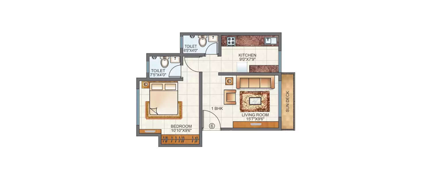 Floor plan for 1 BHK