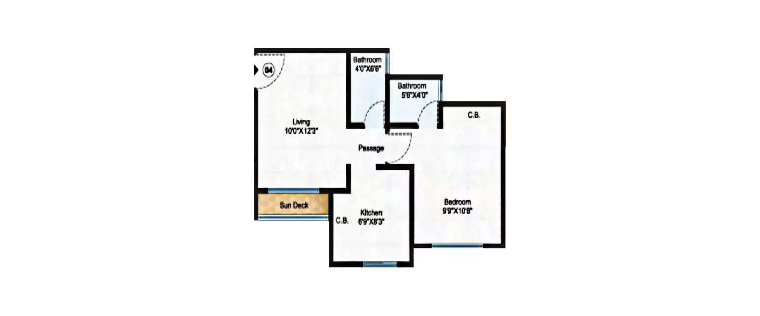 Floor plan for 1 BHK