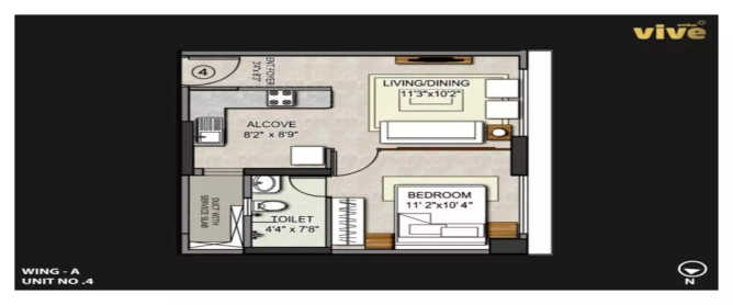 Omkar Vive Kurla - Floor plan 1 BHK 386 Sq.ft