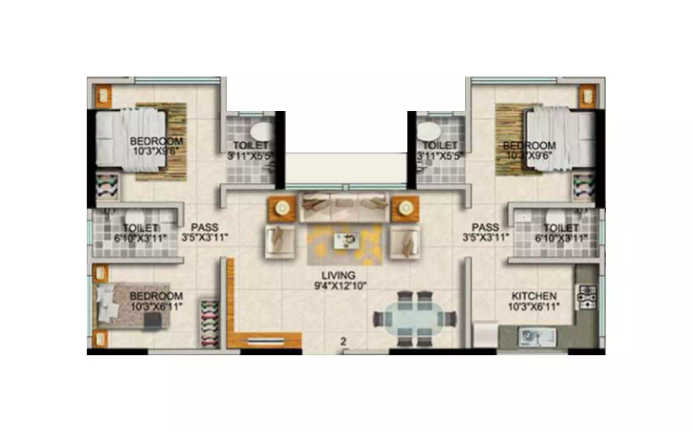 Dotom Ariana Residency Borivali - 3 BHK 1250 Sq. Ft