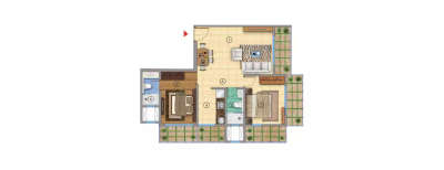 Sanghvi Estella, 2 BHK-580 Sq.ft