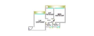 Blue Fortuna, 1 BHK-482 Sq.ft