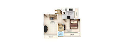 Unimont Opal, 1 BHK-352 Sq.ft