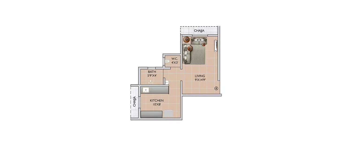 Studio Apartment 253 Sq.ft