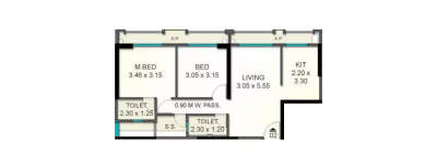 Ekdanta New Suraj Tower, 2 BHK-628 Sq.ft