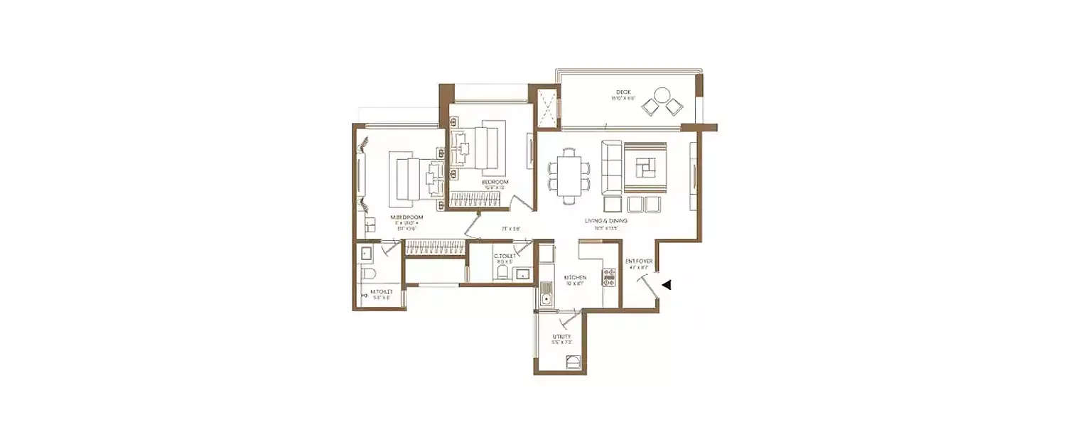 Floor plan for 2 BHK