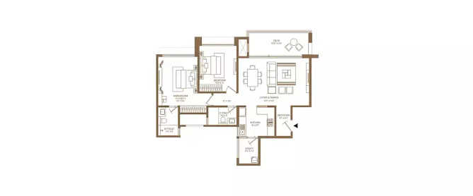 Shapoorji Vanaha Golfland Bavdhan - Floor plan 2 BHK 1011 Sq.ft
