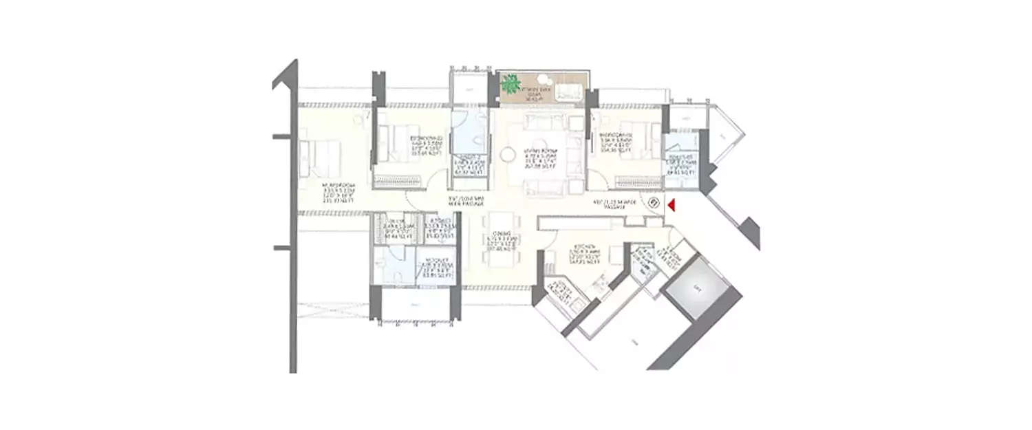 Floor plan for 3 BHK