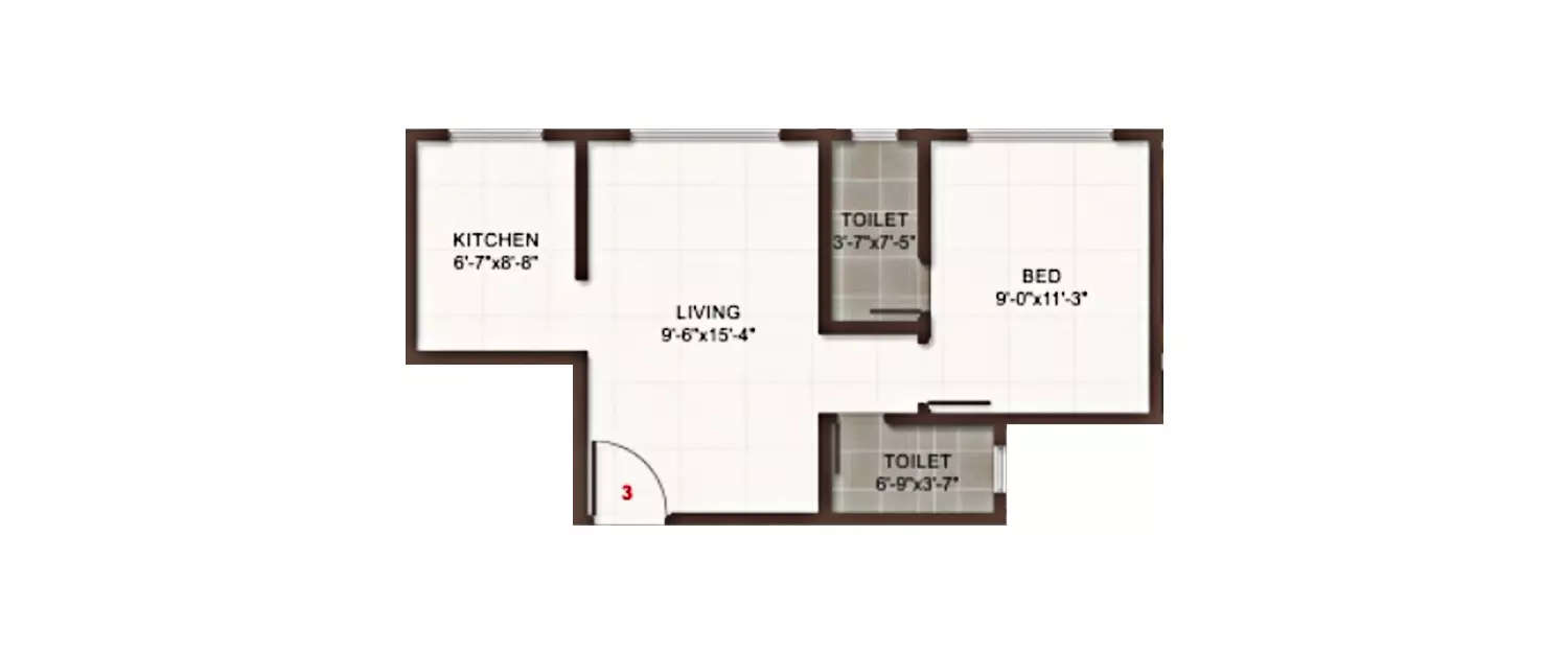 Floor plan for 1 BHK