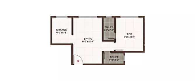 Adityaraj Gurukripa Vikhroli - Floor plan 1 BHK 390 Sq.ft