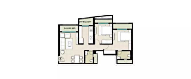 Majestic Tower Bhandup - Floor plan 2 BHK 710 Sq.ft