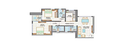 MJ Shah Arihant Towers, 2 BHK-805 Sq.ft