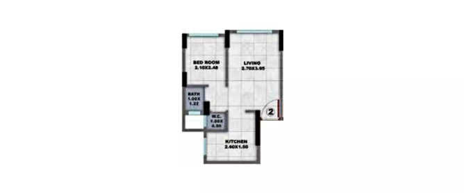 HDIL The Nest Mulund - Floor plan 1 BHK 280 Sq.ft