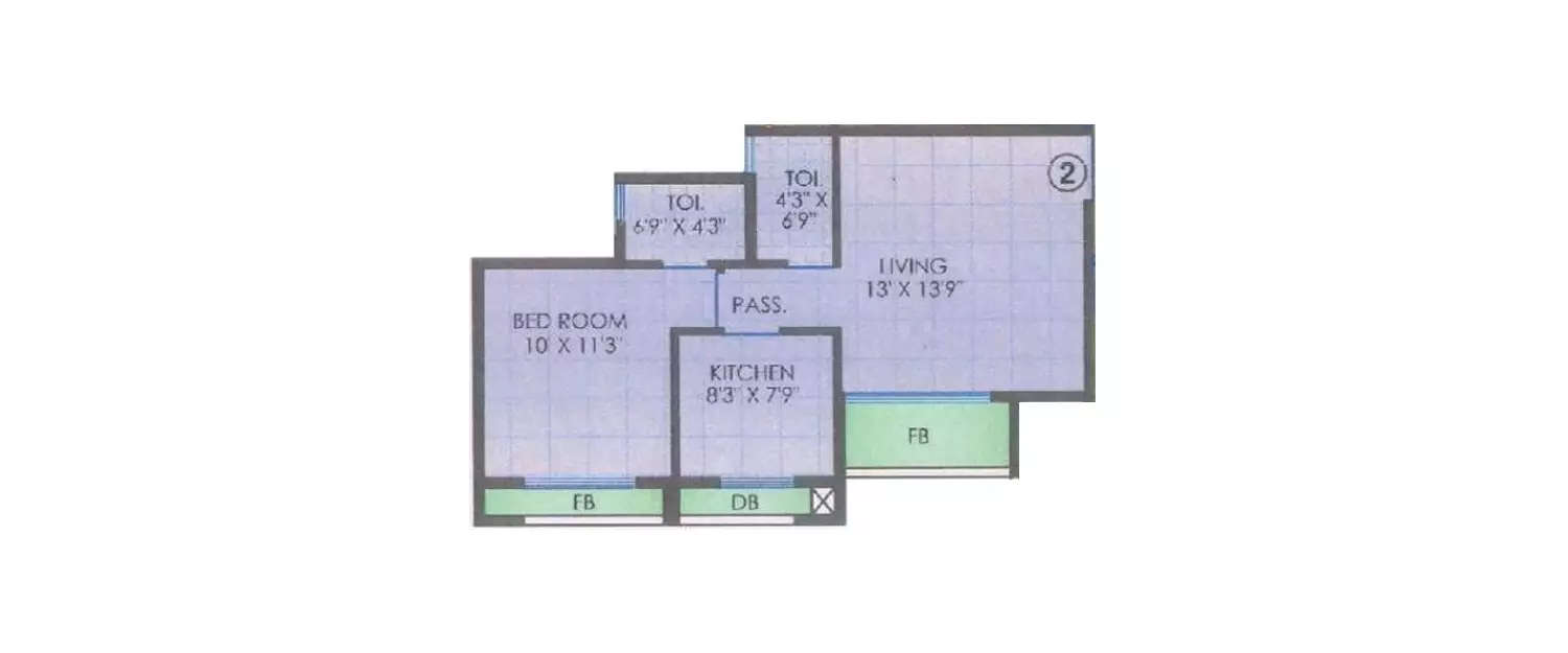 Floor plan for 1 BHK