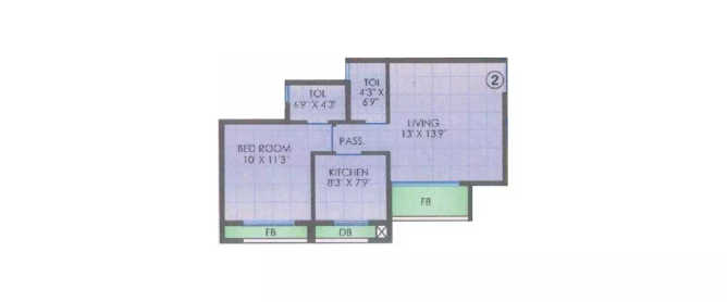 Premier Exotica Kurla - Floor plan 1 BHK 452 Sq.ft