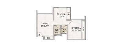Pyramid Elements, 1 BHK-465 Sq.ft