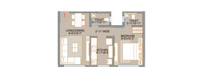 The Palazzo, 1 BHK-425 Sq.ft
