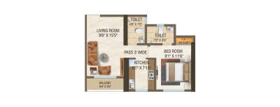 Vihang Passcode Uncommon, 1 BHK-339 Sq.ft